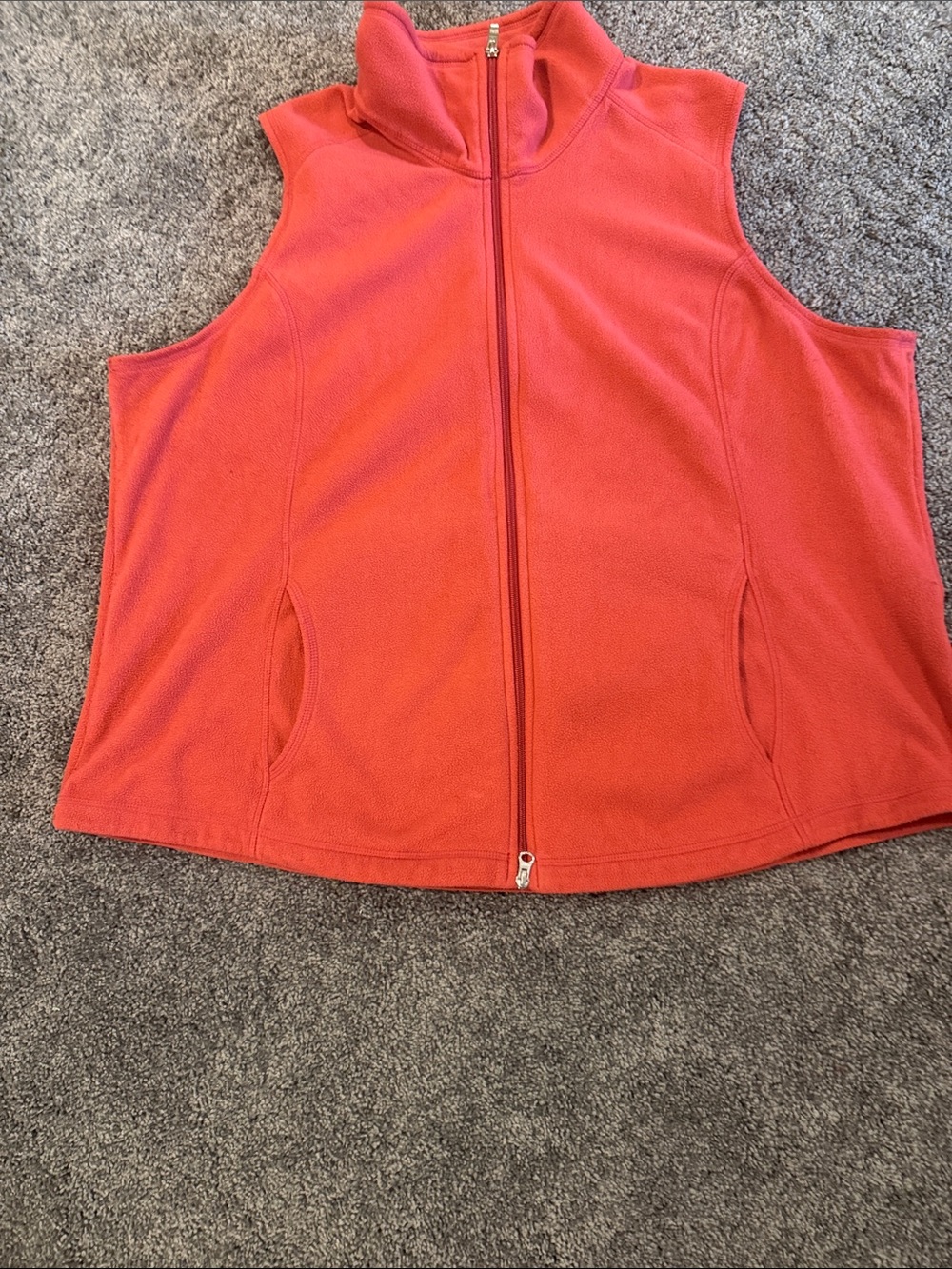 Lands' End Coral Zip-Up Fleece Vest